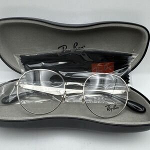 New Ray-Ban Frames Silver Round Titanium Unisex Eyeglasses rb6343 2595 47 19 140